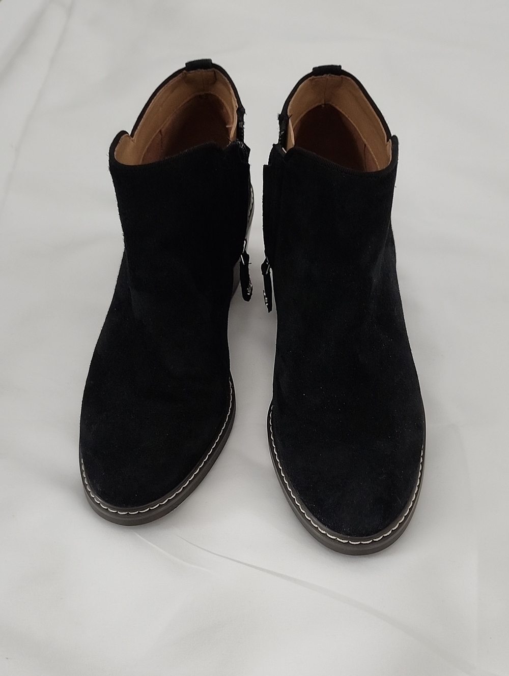 Sam Edelman Black Suede Women's Ankle Boots - Classic Side-Zip Chelsea Style - Picture 2 of 8